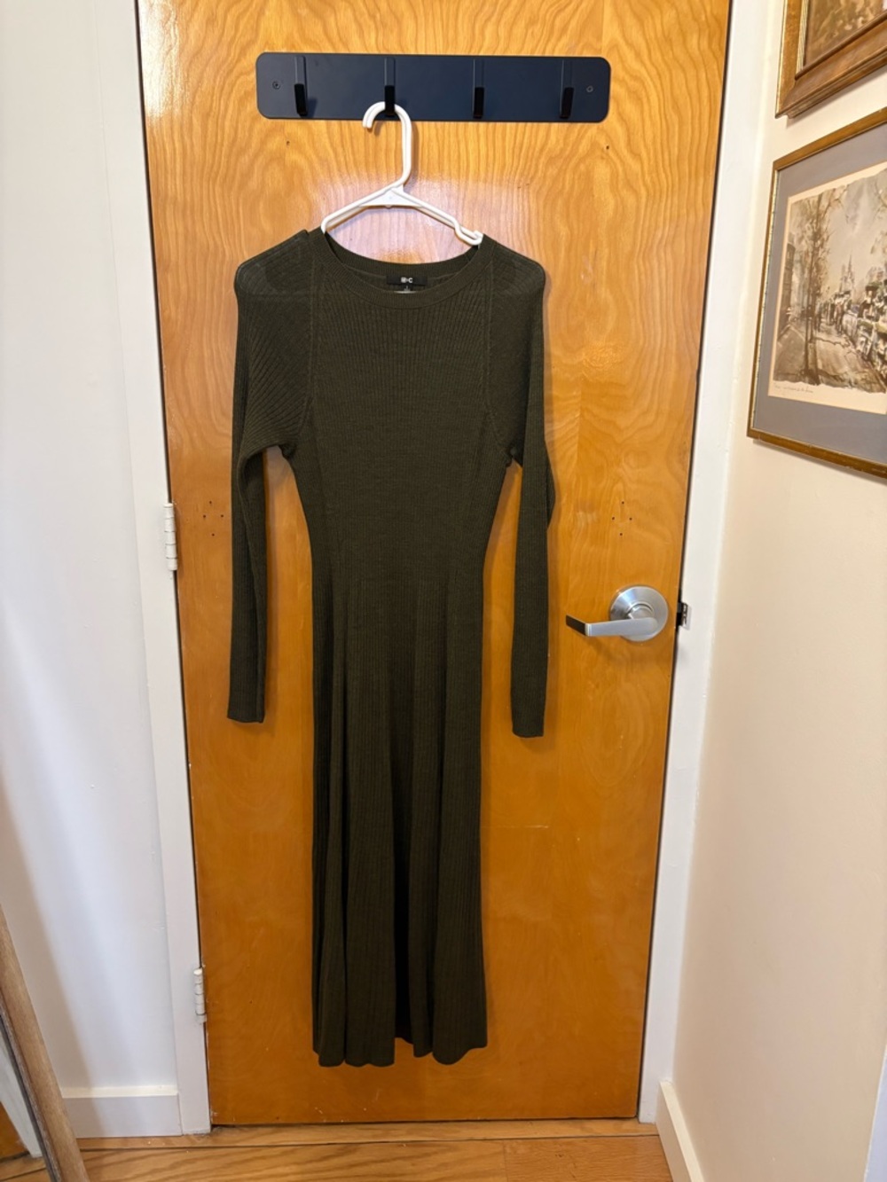 Uniqlo olive green midi sweater dress